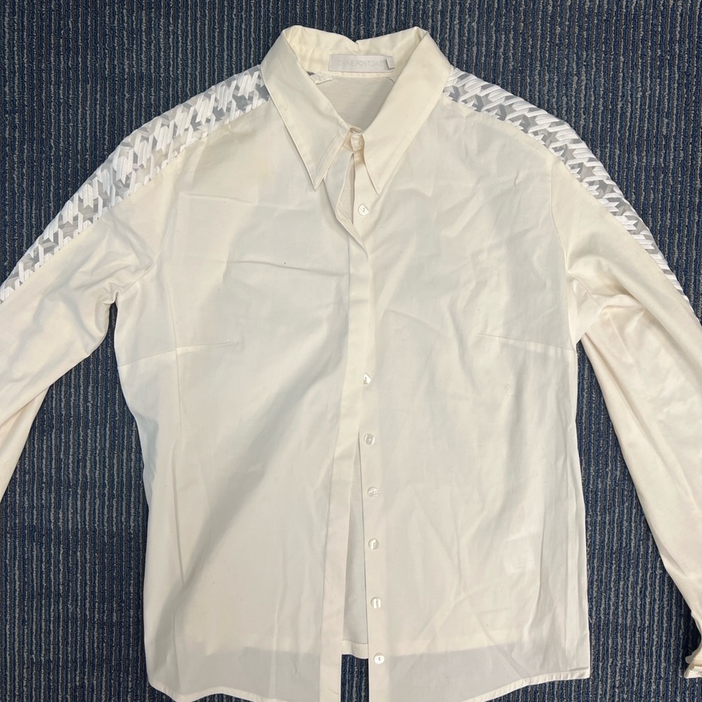 Women’s Cream Shirt with Patterned sheer Sleeves